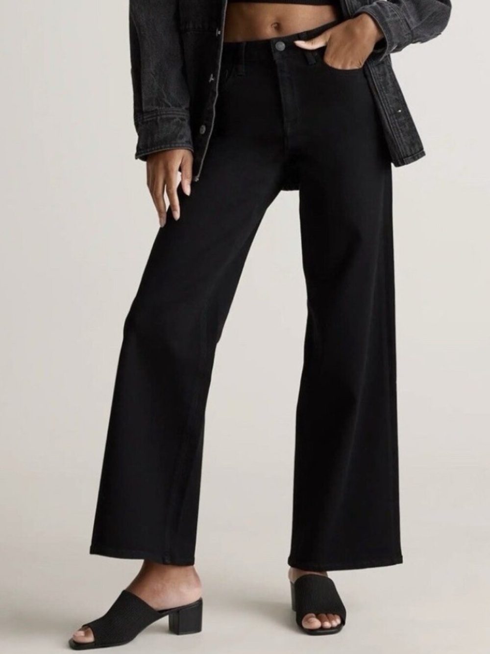 Quince Bella Stretch Wide Leg Jeans Black Size 27